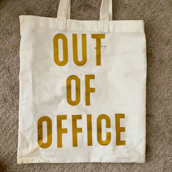 Canvas tote says “out of office on both sides” - Picture 1 of 1